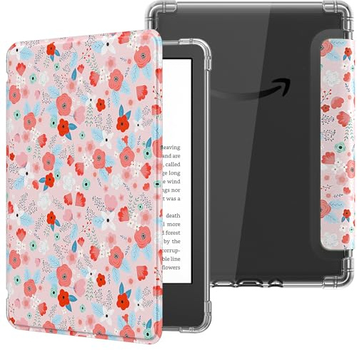 MoKo Hülle für 6 Kindle Basic 11. Generation (2024/2022), Frühlingsrosa | Ultraklar Weich Flexibel Transparent TPU Rückseite Leicht Schutzhülle mit Auto Schlaf/Aufwach für Kindle 2024
