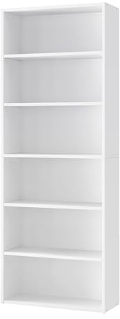 VASAGLE Custos Colección - Librería de 6 Niveles, Estantería de Libros, Organizador con Compartimentos, Estantes Abiertos y Ajustables, para Sala de Estar, Oficina, Dormitorio, Blanco Nube LBC166T14