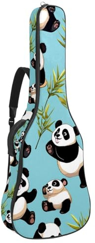 Akustikgitarre Tasche, wasserdichte Gigbag für 40/41/42 Zoll Gitarre mit Ablagefach, süßer Panda auf Blau, mehrfarbig, 42.9x16.9x4.7 in, Gitarrentasche