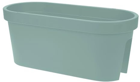 Spetebo Balkon Geländer Blumenkasten oval 60 cm - mintgrün - Kunststoff Pflanztopf zum Einhängen - Garten Blumentopf Pflanz Blumen Schale zum Hängen