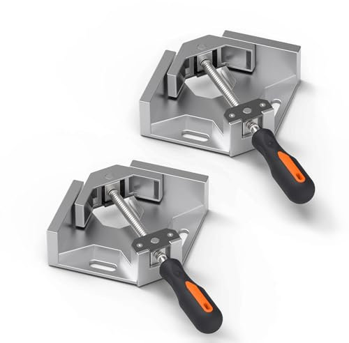 huachuanghc Corner Clamp, 2pcs 90 Degree Right Angle Clamp with Adjustable Aluminum Alloy Swing Jaw, Single Handle Clamps for Woodworking Tools Photo Framing, Present for Men Dad 11.1 Inch