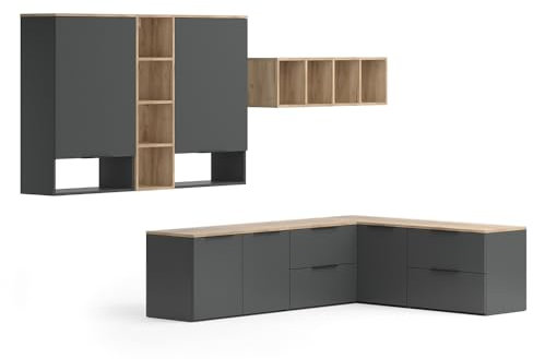 Vicco Wohnwand Wido, Anthrazit/Sonoma, 9 Teile