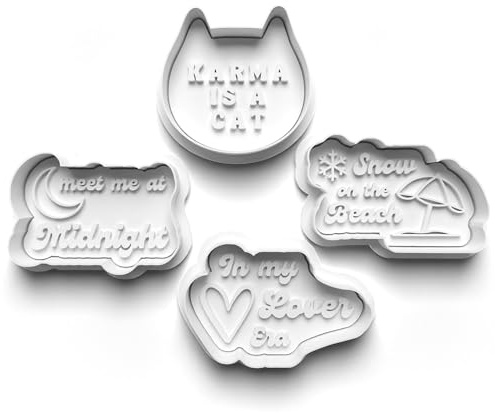 Cookie Cutters Set 4 PCS Taylor Midnight Music Karma Cat Cookie Stamp Cookie Cutter Mould Dough Fondant for Kid DIY Cookie Making