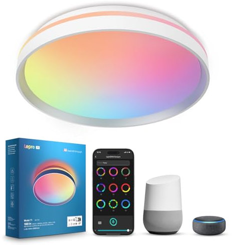 Lepro AI Smart Ceiling Light 24W, Music Sync, Voice Control, Personalized AI Lighting Designer, Waterproof Bathroom Light, DIY by Zone, Color Changing, Work with Alexa, Google Home, 29CM