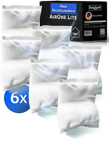 BonAura Paquete de 6 deshumidificadores de 450 g – Juego de 6 deshumidificadores granulados – Juego de 6 deshumidificadores granulados – Protección contra moho y olores