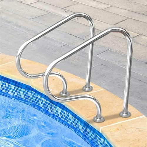 3 gebogene Pooltreppe, Doppelhandlauf für Schwimmbäder, schnelle Installation, Stützplatte im Lieferumfang enthalten