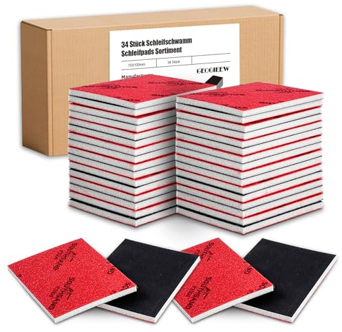 36 Stück Schleifschwamm, 800-1000 Körnung Schleifblock, Weichschaum Sand Block Nass Trocken Schleifpapier für Modell Trockenbau Metall Holz Möbel Polieren