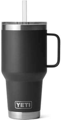 YETI Rambler Trinkbecher Mit Trinkhalmdeckel, Black, 35 oz (1 l)