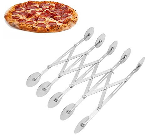 5 Wheel Pastry Cutter, Stainless Steel Retractable Pastry Cutter, Dough Divider, Roller Cookie Dough Cutter Divider for Chocolate, Pizzas, Cakes and Cookies