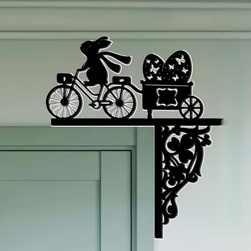 Drawelry Türrahmen Holz Weihnachts Dekoration mit Osterei Hase Tulpe Figur Holzskulptur Herbstdeko Türecke Tür Fenster Hängende Ornament Weihnachten Ostern Heim Deko Geschenke (G, Links+Rechts)