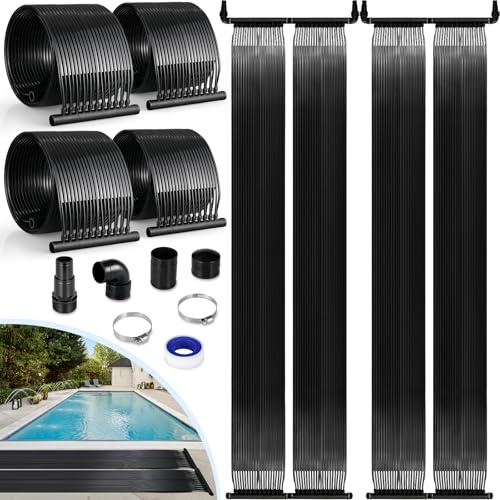 LIFERUN Solarkollektor Poolheizung, Solarheizung Pool, Schwimmbad bis 40000L Wasserinhalt, Solarmatte heizmatte Satz, UV-beständiger Kunststoff, Beliebig Erweiterbar (500 * 150cm)