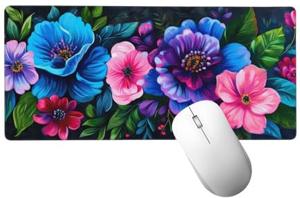 Gaming Mauspad XXL 1200 x 600 mm, Mauspad Blume Mousepad XXL Schreibtischunterlage Groß Size, mit Genähten Kanten Mouse Pad Farbe Mousepad für Spiele, Home Office Deko, Geschenke für Männer H-480