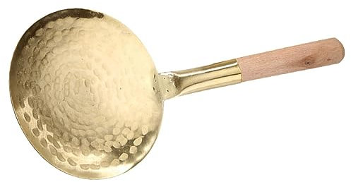 HOLIDYOYO Cucchiaio in Rame Per Servire Tofu e Minestra, Mestolo Da Cucina Manico Corto Ergonomico, Utensile Cucina Resistente Per Casa, Ristorante e Uso Domestico