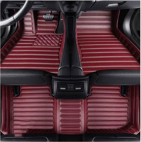 KLUEES Für Subaru XV 2018 2019 2020-2024,All-Inclusive-Fußmatten für Autos mit horizontalen Streifen,Allwetter Wasserdicht Anti Rutsch Bodenmatten Zubehör,D/Wine-red