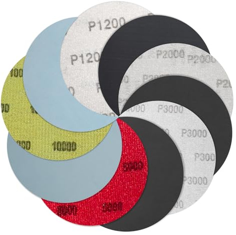 FEIHU 25 Stück Schleifpapier 150mm klett 1200 2000 3000 5000 10000 korn | Schleifscheiben klett für Farbe Rund Exzenterschleifer für Holz Metall und Farbe