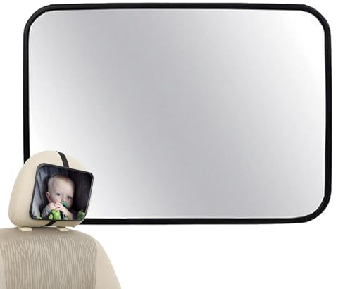 Baby Rearview Car Mirror - Wide Seat Attachment, Shatterproof Backseat Glass | Adjustable Crash Tested Safety Device, Large Angle Rear Facing Child Travel Accessory For SUV Truck