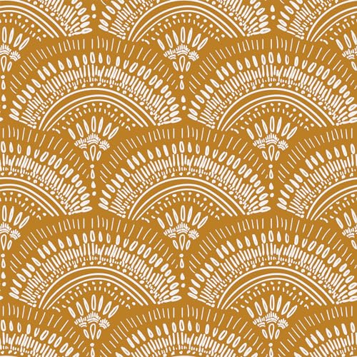 VEELIKE Tapete Geometrische Muster Senfgelb Geometrische Tapete Selbstklebend 44.5 cm x 900 cm Fototapete Schlafzimmer Boho Mustertapete Gelbe Tapeten Wohnzimmer Wandtapete Badezimmer Möbelfolie