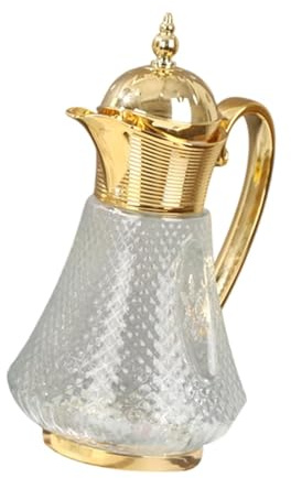 Gcljlmy Medio Oriente Glass Pitcher Brocca acqua in vetro elegante caffè Carafe 18L per feste in casa (oro)