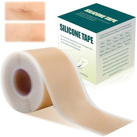 Silikon-Pflaster für Narben, Atmungsaktive Silikonfolie, Hilfe zur Gleichmäßigkeit der Haut, wiederverwendbares Silikon-Band für die tägliche Pflege der empfindlichen Haut (4 x 300cm Rolle)