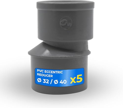 DOJA Barcelona Réduction Excentrée PVC - Ø32x40mm - Pack 10 - Mâle Femelle - Raccord Réduction PVC Évacuation Facile à Poser avec Joint Étanche - Pièce Réduction Décentrée