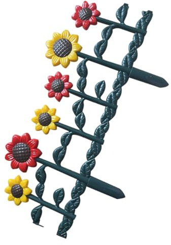 BESPORTBLE Recinzione Decorativa per Aiuola in Plastica Girasoli, Pannello Bordura da Giardino Resistente e Riutilizzabile, Recinzione Temporanea per Cortile e Supporto per Piante Rampicanti