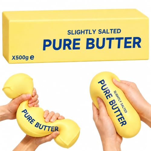 9.5 Inch Giant Butter Squishy, Slow Rising Butter Stick Stressball, Squishy Butter, Anti Stress Spielzeug, Realistisches Lebensmittel-Squeeze-Zappelspielzeug für Kinder Erwachsener ADHD Autismus