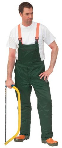 Schnittschutzhose für Forstarbeiten - Latzhose mit Schnittschutzeinlage nach EN 381 Klasse 1, Oliv/Grün, 54 EU