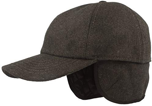 Breiter Winter Baseball Cap, Schirmmütze, Baseball-Kappe mit ausklappbarem Ohrenschutz, mit Steppfutter, M, Grau