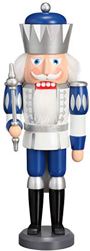 Seiffener Volkskunst Cascanueces Rey Azul, 40 cm. de Alto, Original de los Montes Metálicos (Erzgebirge) del Arte Popular del Pueblo de Seiffen SV 11262