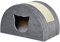 PawHut Katzenhöhle mit Kraztbrett Katzenbett Kratzhaus Katzenhaus Katzenwohnung Sisal Grau 48,5 x 30 x 30 cm