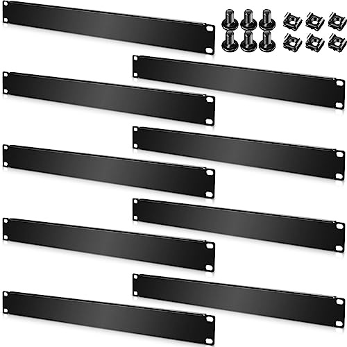 Leinuosen Blank Rack Mount Panel Spacer Metal Blank Panel Black Server Rack Accessories Mount Filler for 19 Inch Server Network Enclosure Cabinet Cable(1 U,5 Pcs)
