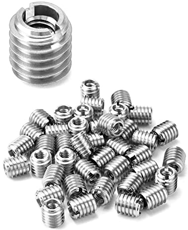 QWORK Stainless Steel Threaded Insert for Hard-Wood, 1/4-20 Internal Threads 50 Pack 5/8 Long Nut Inserts for Hardwoods, Softwoods, Plywood and Composites
