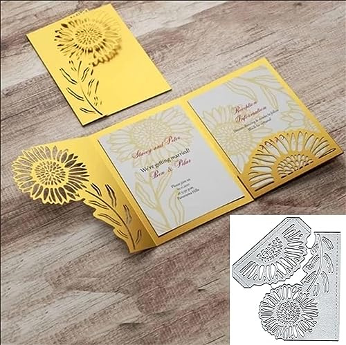 FAWENUCY Scrapbooking Die-Cuts for Card Making, Christmas Metal Cutting Dies, Paper Craft Punch Template, Background Embossing Stencils, DIY Album Décor (Flower-14x11.5cm)