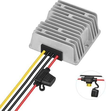 KInuoxj 20A 240W DC-DC 24V 36V 48V Step Down to 12V Converter Golf Cart Voltage Reducer Regulator Waterproof Transformer with Fuse