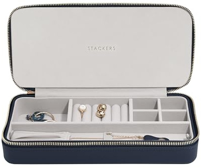 Stackers Marineblaue elegante Reise-Schmuckschatulle für Halsketten