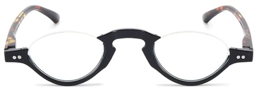 ABETOS Lesebrille Halbrand Damen Herren Anti Blaulicht Retro Mode Halbmond Halbrahmen Lesehilfe Sehhilfe Federscharnier Blaulichtfilter Computerbrille mit Stärke