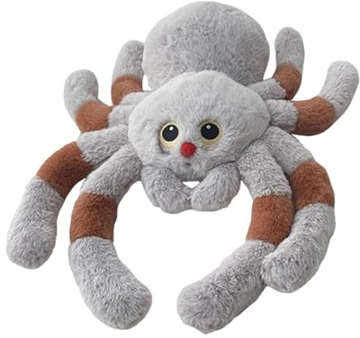 Herfair Spinne Stofftier Kuscheltier Plüschtier Niedliches Grau Spinne Wurfkissen Kuscheltiere Geschenk für Erwachsene Und Kinder Halloween (30cm)