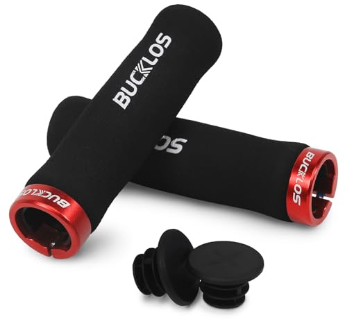 BUCKLOS Single Lock on Bike Handlebar Grips - Bicycle Foam Sponge Handle Bar Anti-Slip Comfortable Shock-Absorbing Mountain Bike Grips for MTB, BMX, Scooter, Beach Cruiser, Folding Bike