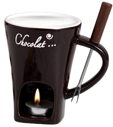 Set per fonduta di candele da tè, set di tazze per fonduta di cioccolato - Tazza per fonduta di cioccolato in ceramica con pentola calda - Scaldaburro riscaldante Melting Pot per tè e cioccolato per c