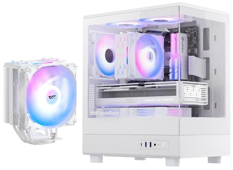 darkFlash DB330M MATX Full View Dual Glass PC Case+Z4Pro Mist CPU Cooler, 120mm Single-Tower, TDP 200W(White)