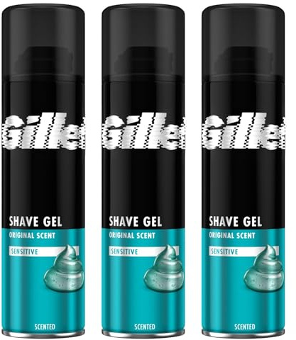 Sensitive Shaving Gel for Men, Original Scent, 3-Pack – Smooth Shave Gel for Sensitive Skin, Shaving Kit for Men Essentials
