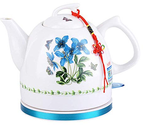 Teiera con acqua cordless per bollitore elettrico in ceramica, brocca da 1 litro di teiera, acqua veloce per tè, caffè, zuppa, base rimovibile in farina d'avena, potenza automatica, protezione a