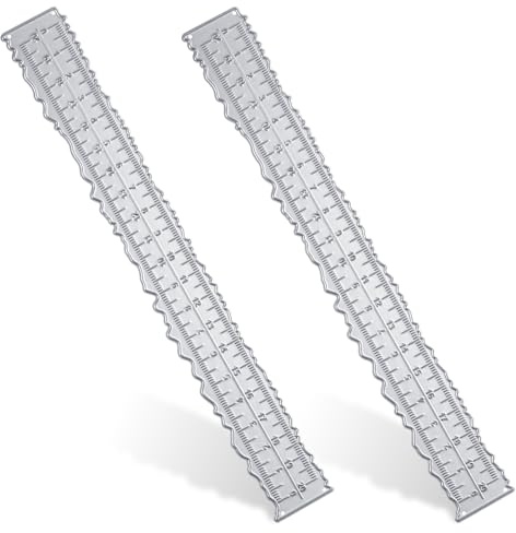 2 Pcs Deckle Edge Ruler 8.4 Inch Irregular Edge Ruler Metal Craft Die Cuts Measurements Embossing Cutting Paper Rulers Decorative Wavy Measuring Tool Paper Tearing Rulers for Card Making