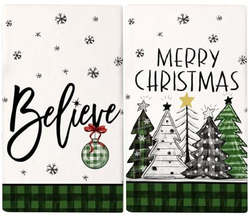 Geschirrtuch Weihnachten, Weihnachtsdeko, Christmas Decorations, 2er Geschirrtücher, Weihnachten Küchenhandtücher, Tischdeko Weihnacht Weinachtsdekorationen Küchentücher Weihnachts Küchen Zubehör