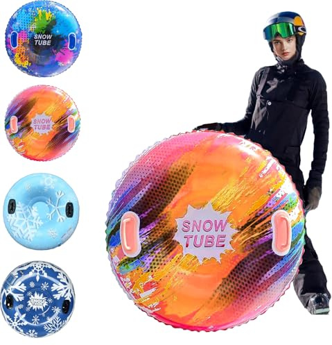 Aufblasbarer Schlitten,Snow Tube mit Griffen,Verdickter Verschleißfestes und Frostsicheres Material, Schneereife,Wintersport-Spielzeug für Kinder und Erwachsene(87 cm Durchmesser)