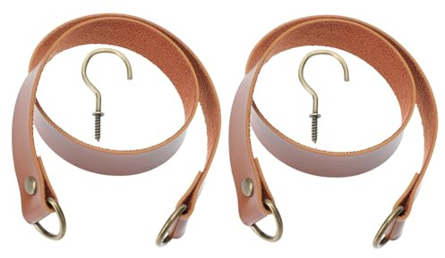 Artibetter 2 Juegos Alzapaños de Cuero para Cortinas Hebillas Flexibles para Sujetar Visillos y Cortinas Gruesas Accesorios Decorativos para Sala y Dormitorio Color Marrón Oscuro con Ganchos
