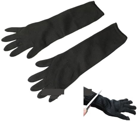 Schnittschutzhandschuhe, 1 Paar schwarze, schnittfeste Arbeitshandschuhe, lange Schutzhandschuhe for Metzger, Gärtner und andere Handwerker
