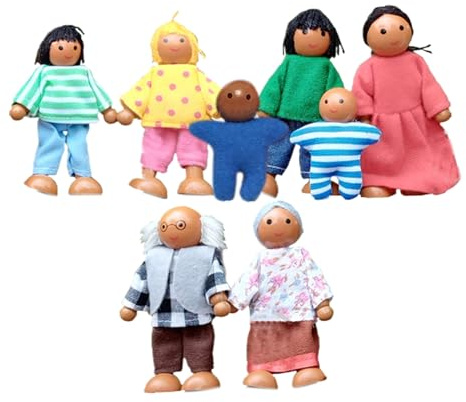 Mänskliga minifigurer - Liten dockfamilj för dockhus, dockor för dockhus | för pojkar flickor småbarn förskola födelsedag jul nyår skola