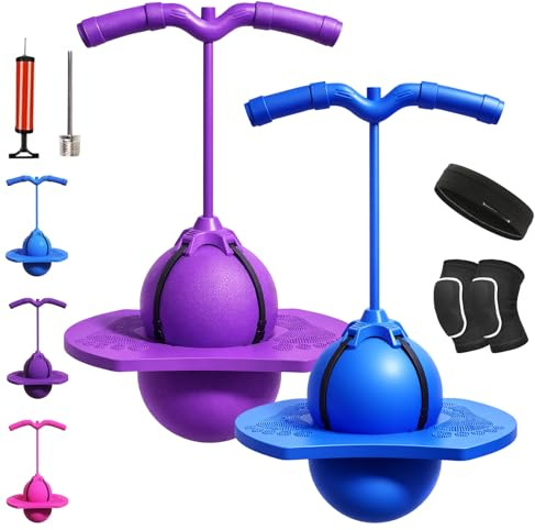 HOPASRISEE 2026 Neu Pogo Sprungball Für Kinder Und Erwachsene, Sprungball Mit Griff, Outdoor Pogo Ball, Tragfähigkeit 300 Kg, Zum Trainieren des Gleichgewichts, Verdickt Und Verschleißfest (2PC-C)