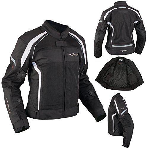 A-Pro Motorrad Textil Damenjacke Wasserdichte Atmungsaktivem Mesh Weiss XS